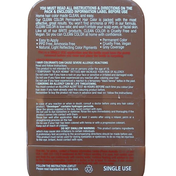 Brite Clean Color Light Brown 2.03 oz (2 Pack) | PPD FREE Hair Color | Twist Mix - Picture 2 of 4